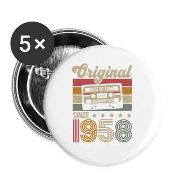Vintage Geburtstag Original Geschenkidee 1958 - Buttons groß 56 mm (5er Pack) - Weiß - Vorne
