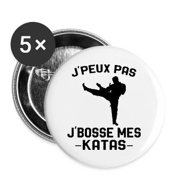cadeau karaté art martial pour joueur de karaté - Lot de 5 grands badges (56 mm) - blanc - Devant