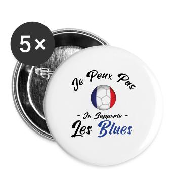 je peux pas , je supporte les bleus. France - Lot de 5 grands badges (56 mm) - blanc - Devant