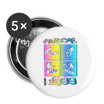 Awesome since 1999. Wakeboard Lifestyle - Buttons groß 56 mm (5er Pack) - Weiß - Vorne