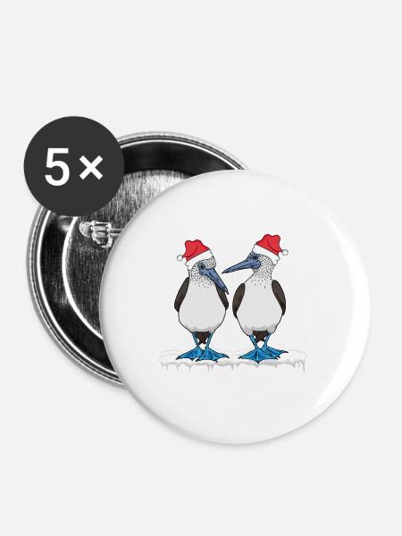 Seevögel Blaufußtölpel - Buttons groß 56 mm (5er Pack) - Weiß