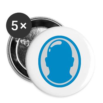 Conception du logo Bald Man - Lot de 5 grands badges (56 mm) - blanc - Devant