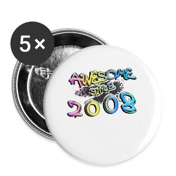 Génial depuis 2008 Graffiti Motif - Lot de 5 grands badges (56 mm) - blanc - Devant