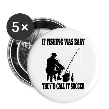 Pêche Hameçons Pêche Pêcheur Pêcheur Pêche - Lot de 5 grands badges (56 mm) - blanc - Devant