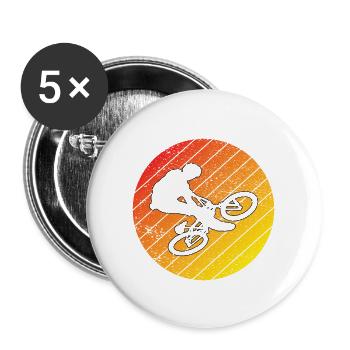 Mountainbike Radeln Fahrrad Radfahren Fahrradtour - Buttons groß 56 mm (5er Pack) - Weiß - Vorne