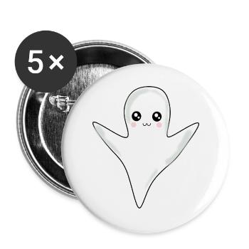 Halloween T-shirt Gespenst spooky cute Shirt - Buttons groß 56 mm (5er Pack) - Weiß - Vorne