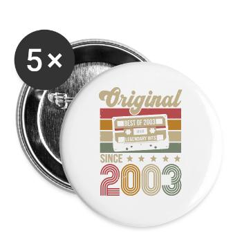 Vintage Geburtstag Original Geschenkidee 2003 - Buttons groß 56 mm (5er Pack) - Weiß - Vorne