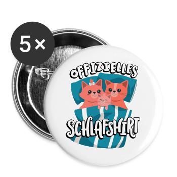 Offizielles Schlafshirt Cute Family Nap Cat Pet - Buttons groß 56 mm (5er Pack) - Weiß - Vorne