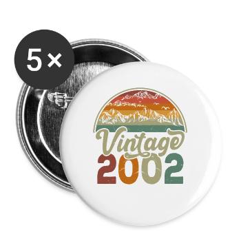 Jahrgang 2002 - Buttons groß 56 mm (5er Pack) - Weiß - Vorne