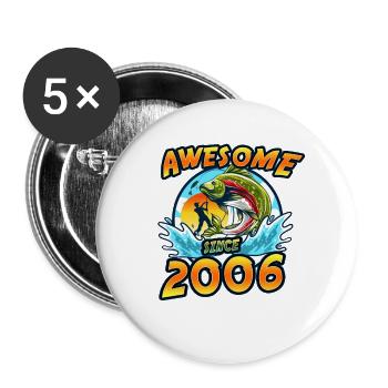 Génial depuis 2006. Angel, l’anniversaire du pêcheur - Lot de 5 grands badges (56 mm) - blanc - Devant
