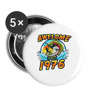 Awesome since 1976. Angel, Angler's Birthday - Buttons large 2.2''/56 mm (5-pack) - white - Front