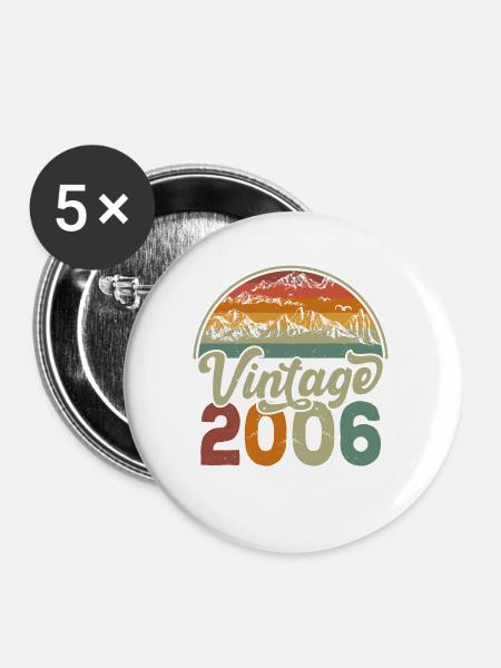 Jahrgang 2006 - Buttons groß 56 mm (5er Pack) - Weiß