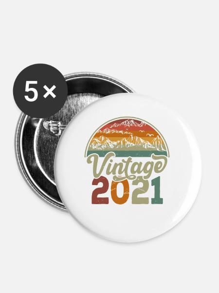 Jahrgang 2021 - Buttons groß 56 mm (5er Pack) - Weiß