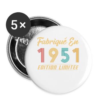 Fabriqué en 1951 Édition limitée Cadeau - Lot de 5 grands badges (56 mm) - blanc - Devant