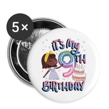 It's my 9th birthday Melanin Kid Juneteenth - Buttons large 2.2''/56 mm (5-pack) - white - Front