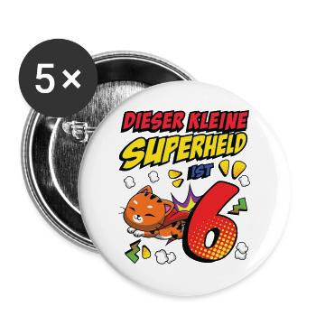 Dieser Kleine Superheld Ist 6 Katzenbesitzer 6. - Buttons groß 56 mm (5er Pack) - Weiß - Vorne