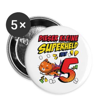 Dieser Kleine Superheld Ist 5 Katzenbesitzer 5. - Buttons groß 56 mm (5er Pack) - Weiß - Vorne