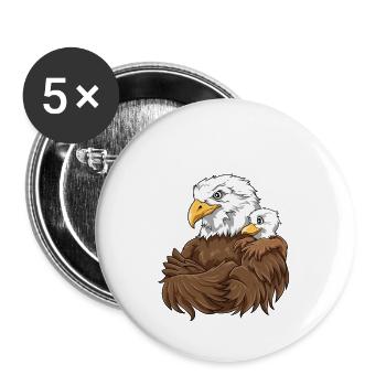 Eagle Dad Eagle Papa und Baby Papa Vatertag - Buttons groß 56 mm (5er Pack) - Weiß - Vorne