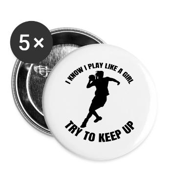 Joueur de handball Handball Femme Handballeur Femmes - Lot de 5 grands badges (56 mm) - blanc - Devant