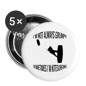 Kitesurfer Cadeau Windsurfer Surf Planche à voile - Lot de 5 grands badges (56 mm) - blanc - Devant