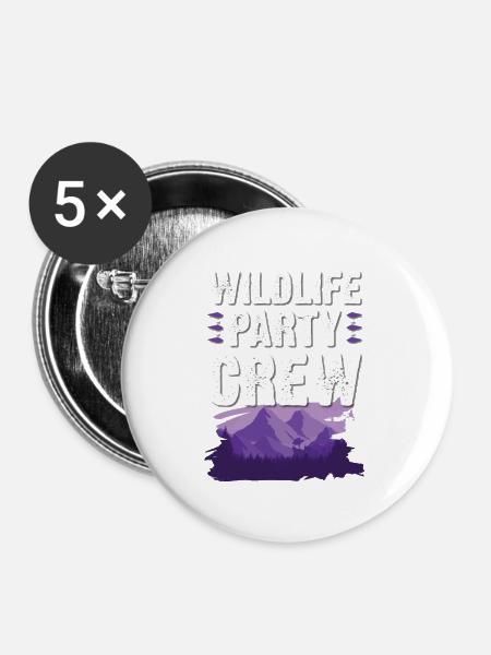 Wildlife Party Crew - Buttons groß 56 mm (5er Pack) - Weiß