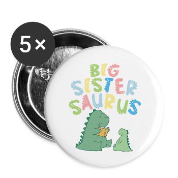 Big sister Saurus siblings Herbivore - Buttons large 2.2''/56 mm (5-pack) - white - Front