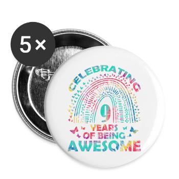 We celebrate 9 years "awesome" birthday - Buttons large 2.2''/56 mm (5-pack) - white - Front