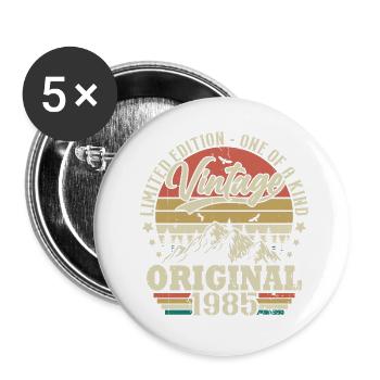 Vintage Geburtstag Geschenkidee Original 1985 - Buttons groß 56 mm (5er Pack) - Weiß - Vorne