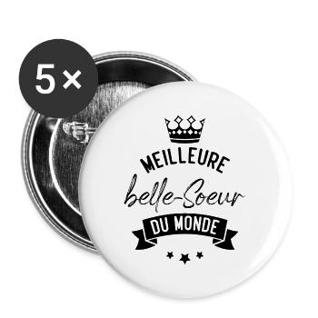 Meilleure belle soeur du monde - Lot de 5 grands badges (56 mm) - blanc - Devant