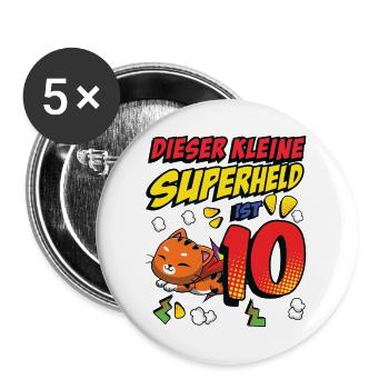 Dieser Kleine Superheld Ist 10 Katzenbesitzer 10. - Buttons groß 56 mm (5er Pack) - Weiß - Vorne