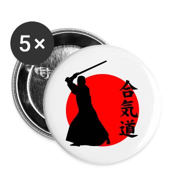 Aikido - Buttons groß 56 mm (5er Pack) - Weiß - Vorne