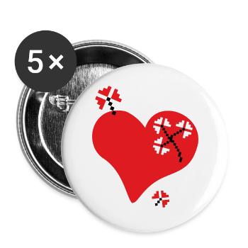 Heart and Flowers - Traditional Romanian pattern - Buttons large 2.2''/56 mm (5-pack) - white - Front