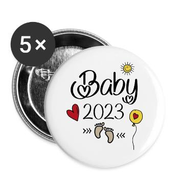Baby 2023 - Buttons groß 56 mm (5er Pack) - Weiß - Vorne