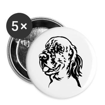 Chef de setter anglais - Lot de 5 grands badges (56 mm) - blanc - Devant