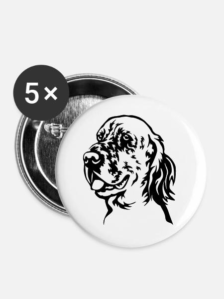 Englischer Setter Kopf - Buttons groß 56 mm (5er Pack) - Weiß