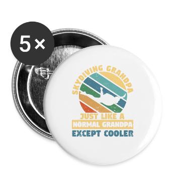 Skydiving grandfather skydiver - Buttons large 2.2''/56 mm (5-pack) - white - Front