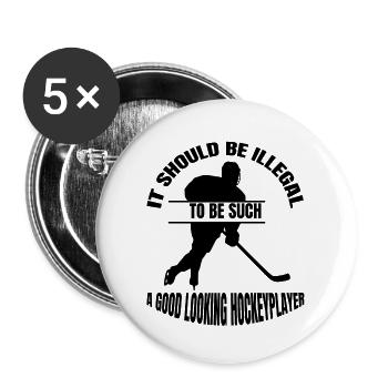 Eishockey Wintersport Eishockeyteam Geschenk - Buttons groß 56 mm (5er Pack) - Weiß - Vorne