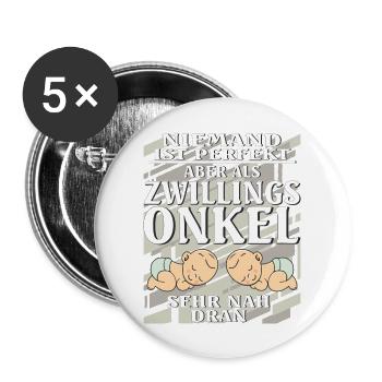 ZWILLINGS ONKEL - Buttons groß 56 mm (5er Pack) - Weiß - Vorne