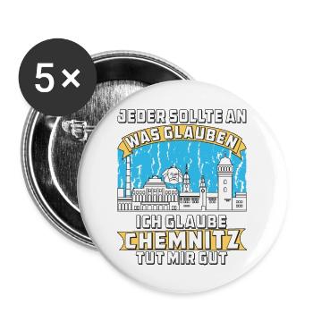 CHEMNITZ TUT MIR GUT - Buttons groß 56 mm (5er Pack) - Weiß - Vorne