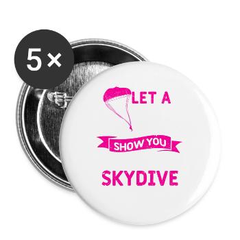 Girls Skydiver Fallschirmspringen Lassen Sie sich - Buttons groß 56 mm (5er Pack) - Weiß - Vorne