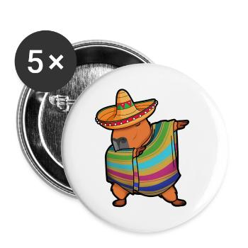 Capybara Cinco De Mayo Rodent Dab Mexican Kids Men - Buttons large 2.2''/56 mm (5-pack) - white - Front