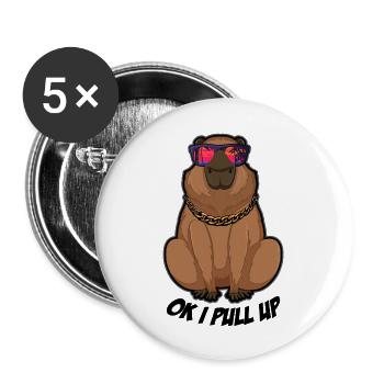 Ok ich ziehe lustige Capybara Gläser Dank Nagetier - Buttons groß 56 mm (5er Pack) - Weiß - Vorne