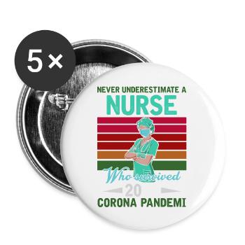 Krankenschwester - Buttons groß 56 mm (5er Pack) - Weiß - Vorne