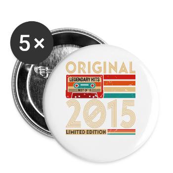 Vintage Retro Gift Anniversary 2015 Vintage - Buttons large 2.2''/56 mm (5-pack) - white - Front
