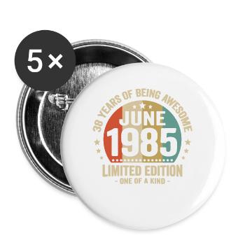 June 1985 38 years anniversary vintage gift idea - Buttons large 2.2''/56 mm (5-pack) - white - Front
