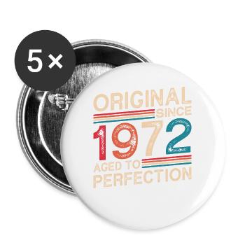 Original 1972 Anniversary Retro Vintage - Buttons large 2.2''/56 mm (5-pack) - white - Front