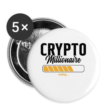 Crypto Millionaire Humour Cadeau - Lot de 5 grands badges (56 mm) - blanc - Devant