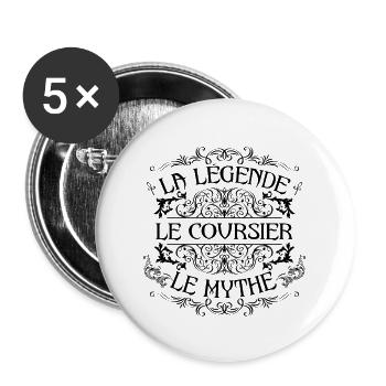 Coursier | la légende Coursier le mythe - Lot de 5 grands badges (56 mm) - blanc - Devant