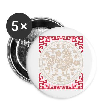 Chinese Horoscope China Year of the Rooster - Buttons large 2.2''/56 mm (5-pack) - white - Front