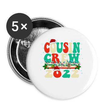 Vintage-Farbe Klassisches Weihnachtsdesign - Cousin Cr - Buttons groß 56 mm (5er Pack) - Weiß - Vorne